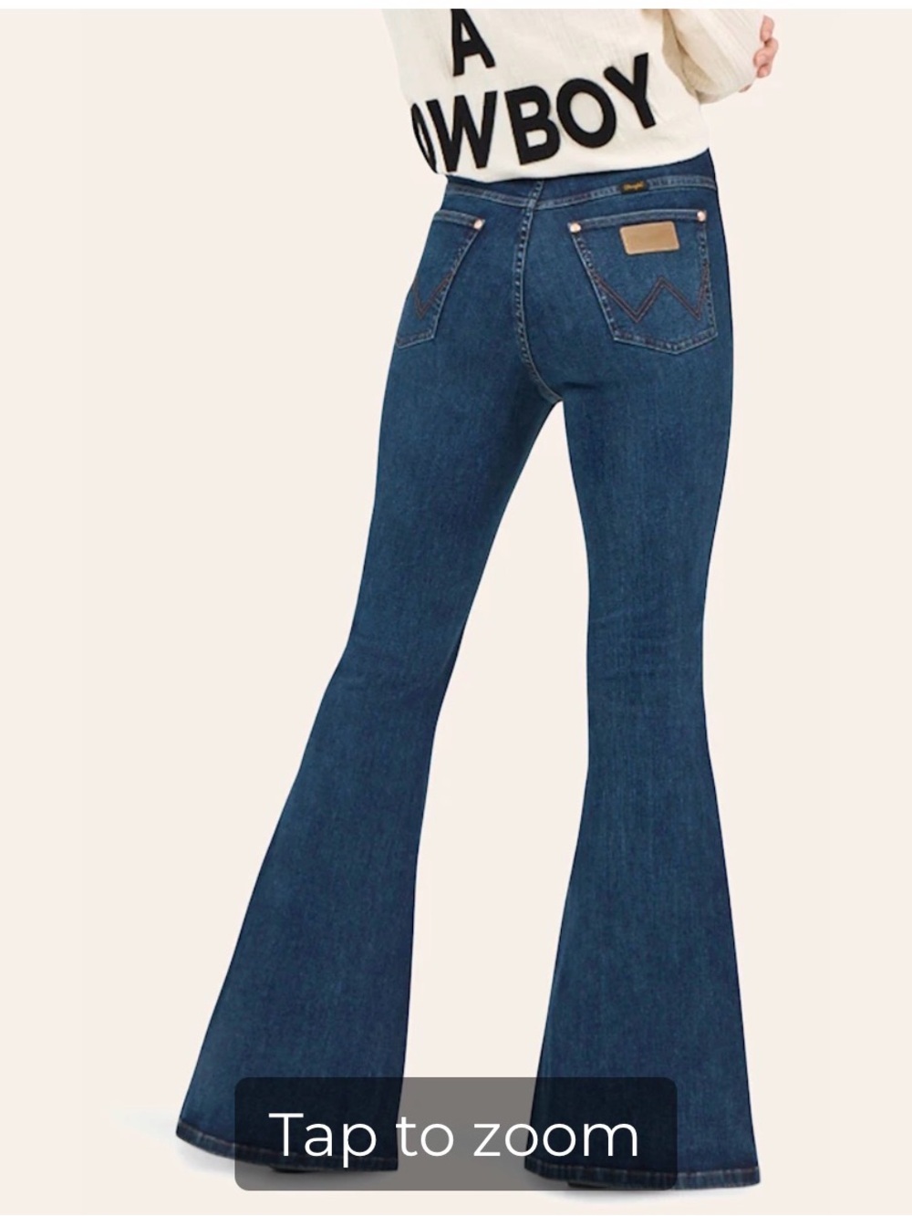 Wrangler Lainey Wilson High-Waist Dark Blue Flare Jeans for Women 34x34 - Picture 2 of 8